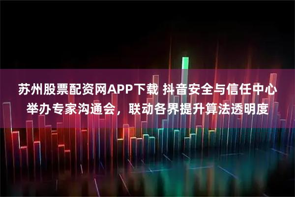 苏州股票配资网APP下载 抖音安全与信任中心举办专家沟通会，联动各界提升算法透明度